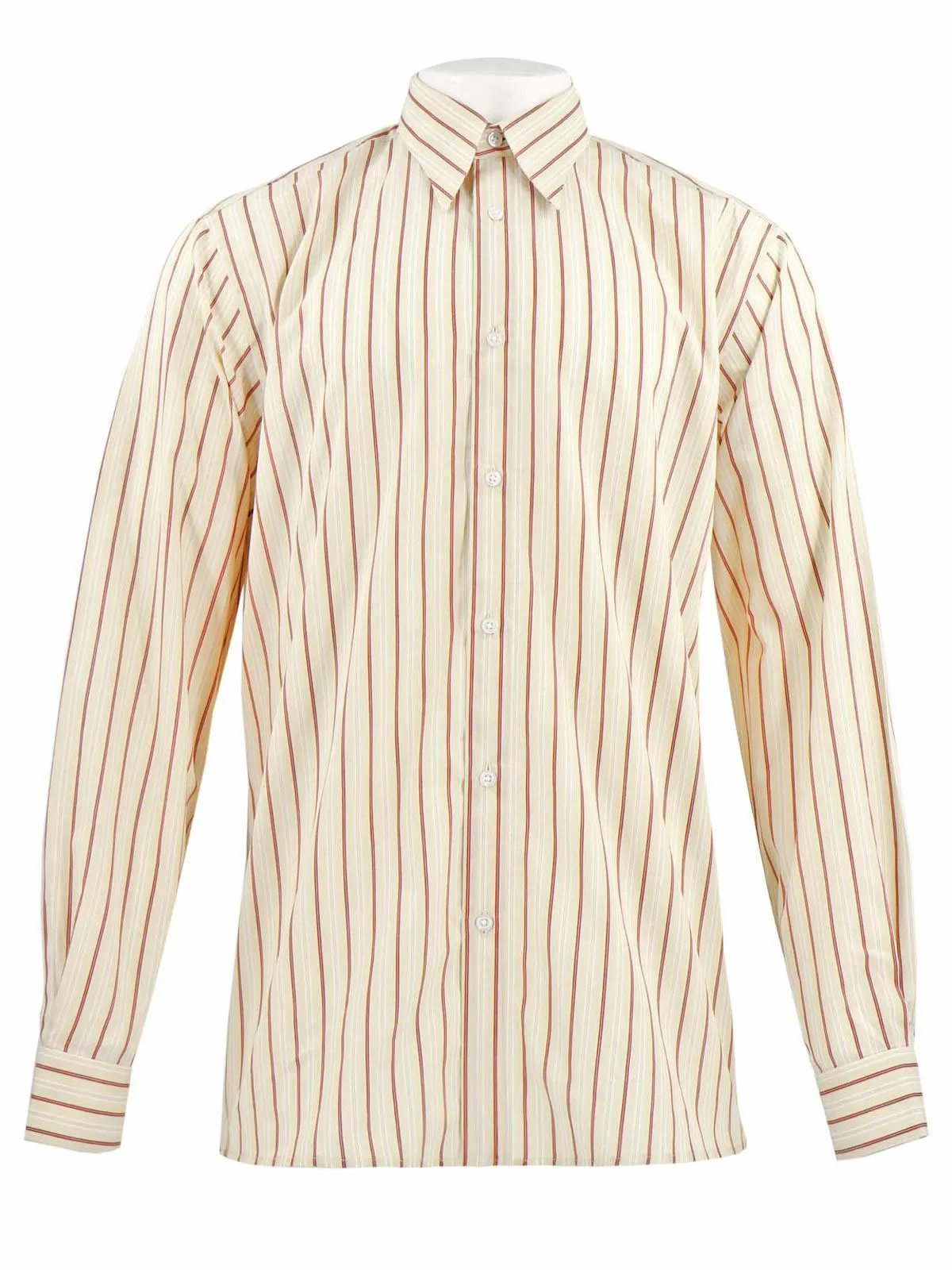 1940s Spearpoint Collar Shirt - Flax Stripe