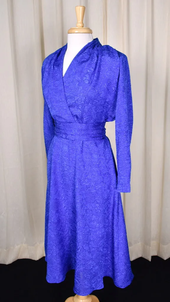 1940s Style Blue Floral Dress