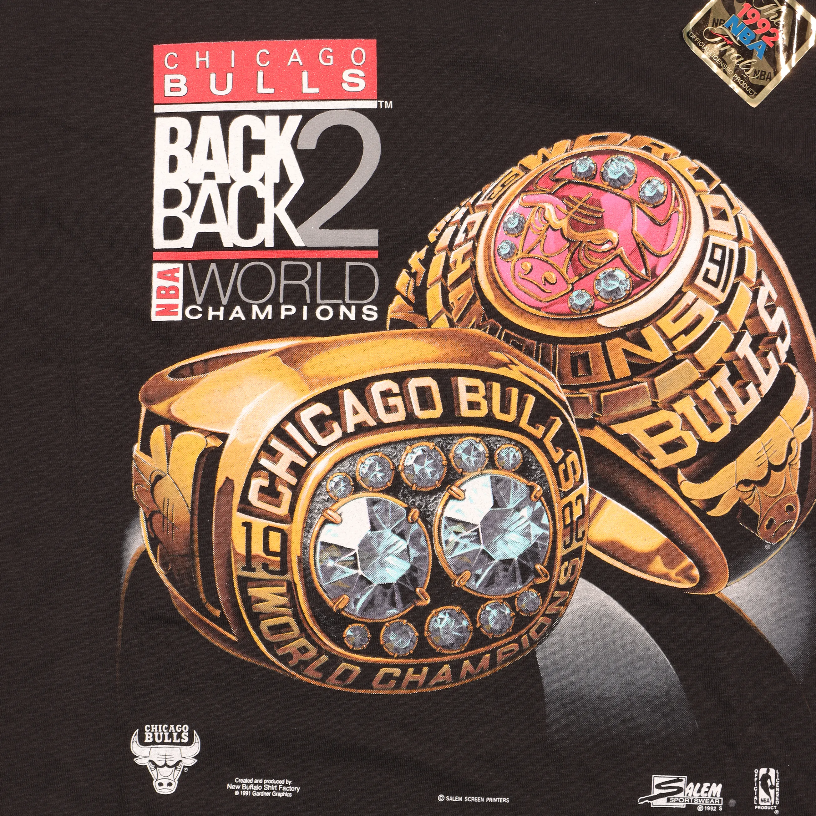 1992 Chicago Bulls 'Back 2 Back' Logo T-Shirt