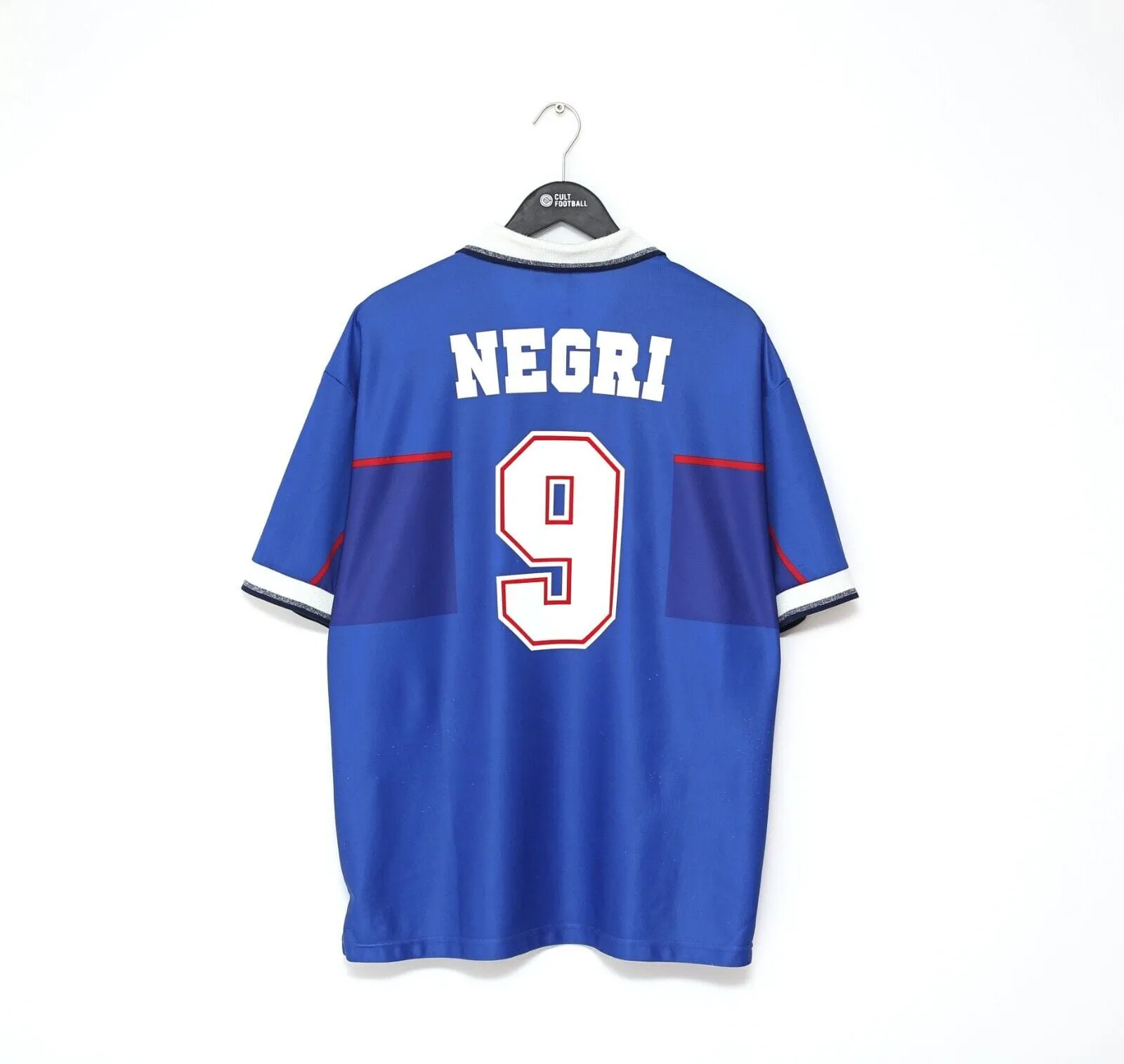 1997/98 NEGRI #9 Rangers Vintage Nike European Home Football Shirt Jersey (XL)