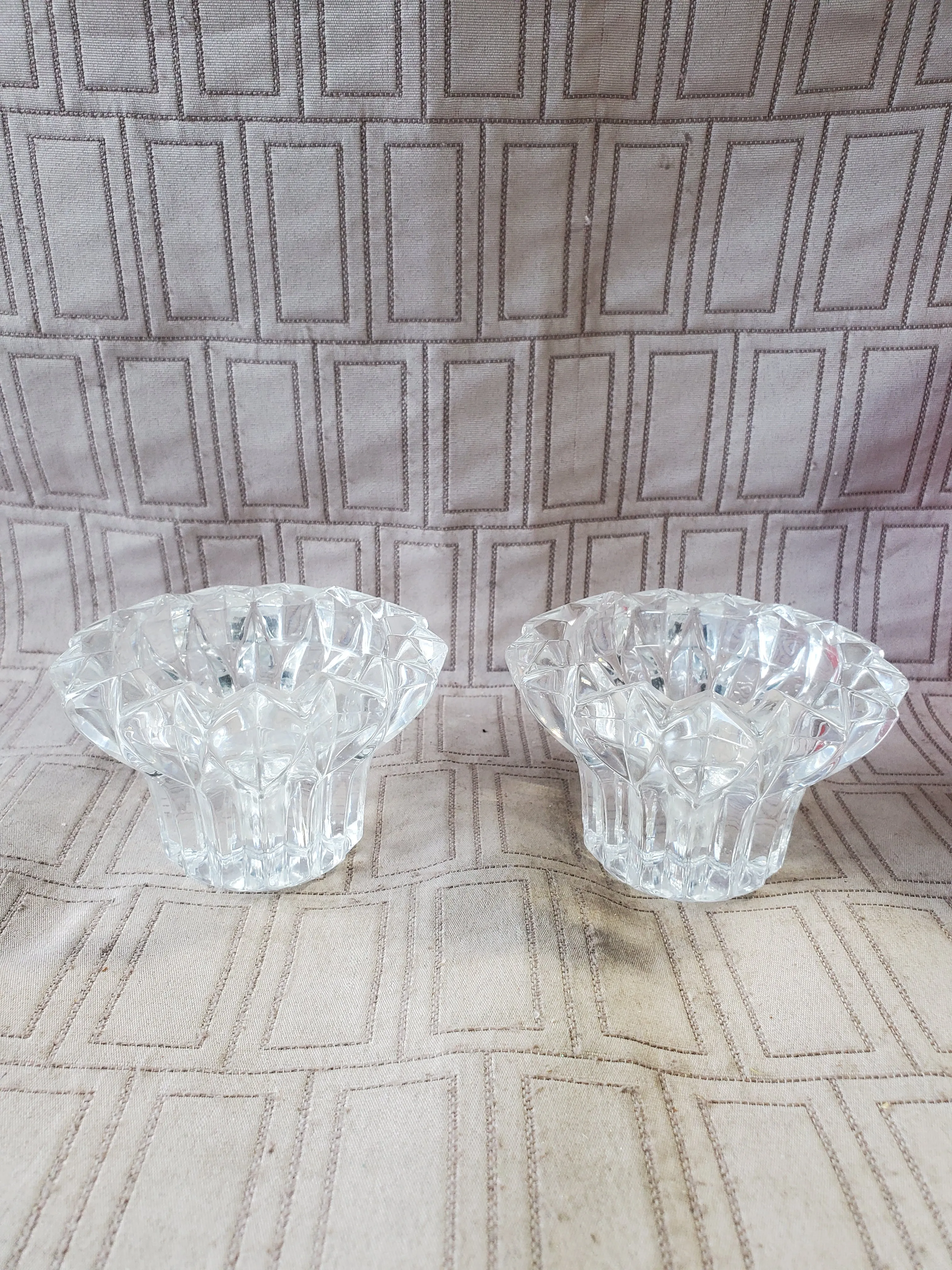 2 Piece Set of Vintage Cristal d'Arque Crystal Cheverny Candlesticks (2 SETS AVAILABLE PRICED INDIVIDUALLY AT $15 EACH)