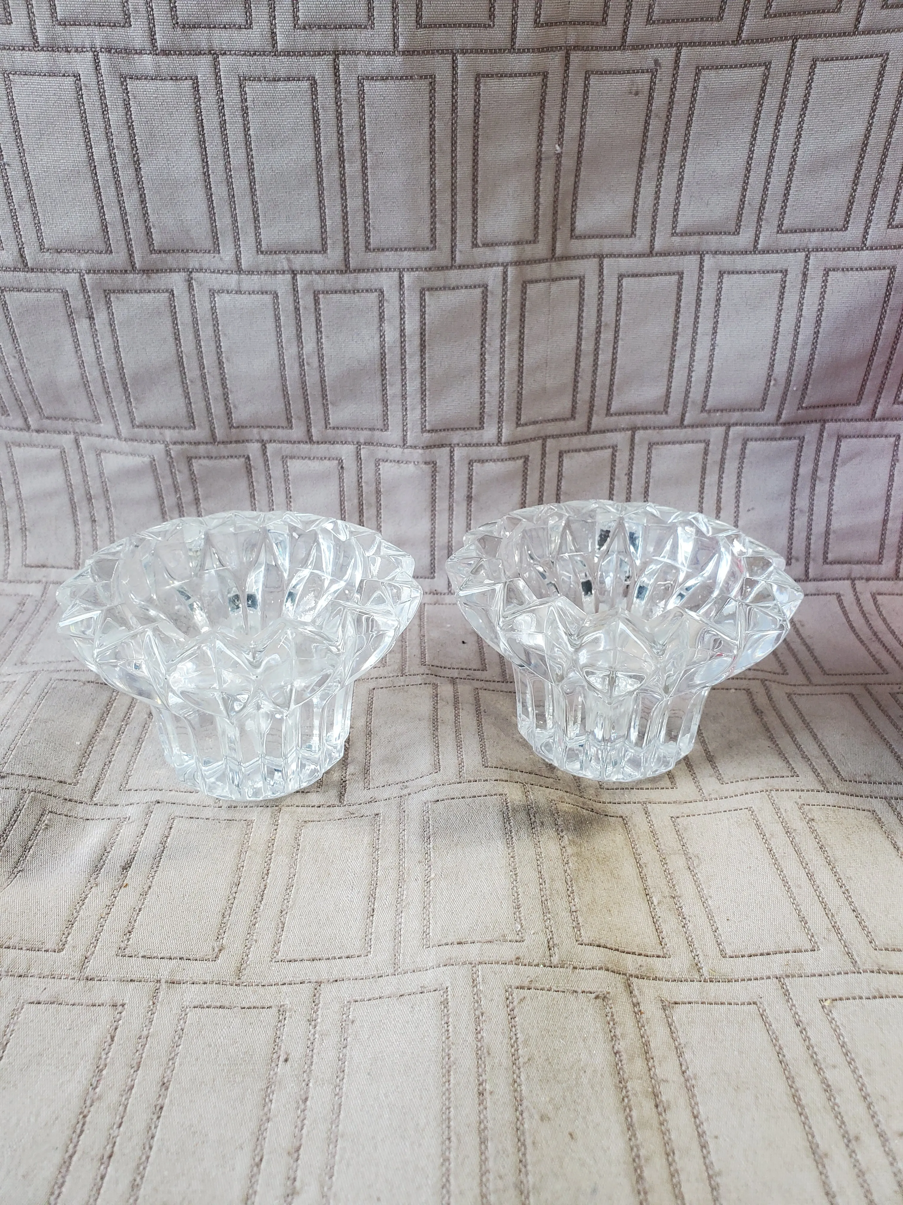 2 Piece Set of Vintage Cristal d'Arque Crystal Cheverny Candlesticks (2 SETS AVAILABLE PRICED INDIVIDUALLY AT $15 EACH)