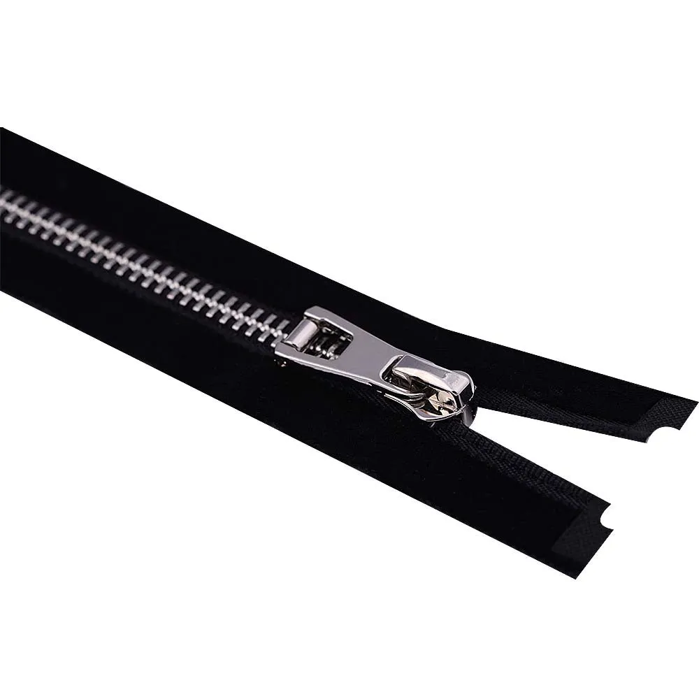 #5 Silver with Black Soft Velvet Tape Zipper for Designer Clothing