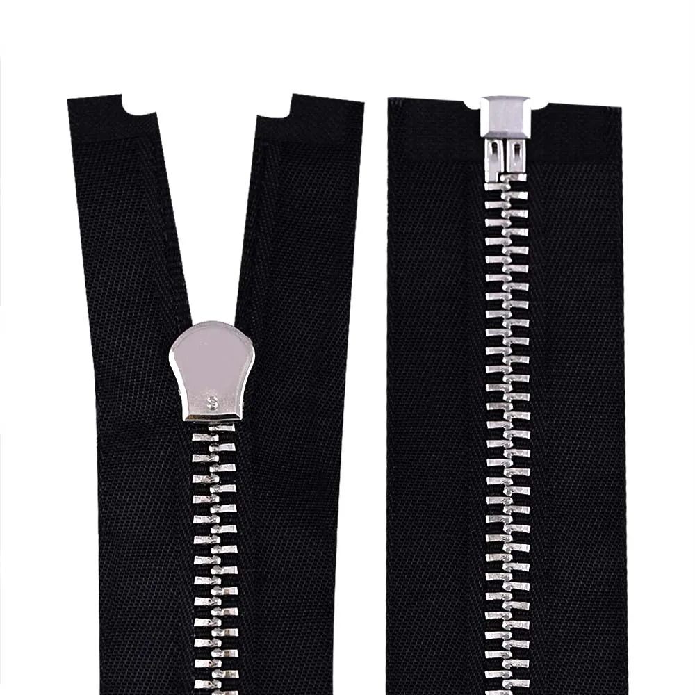 #5 Silver with Black Soft Velvet Tape Zipper for Designer Clothing