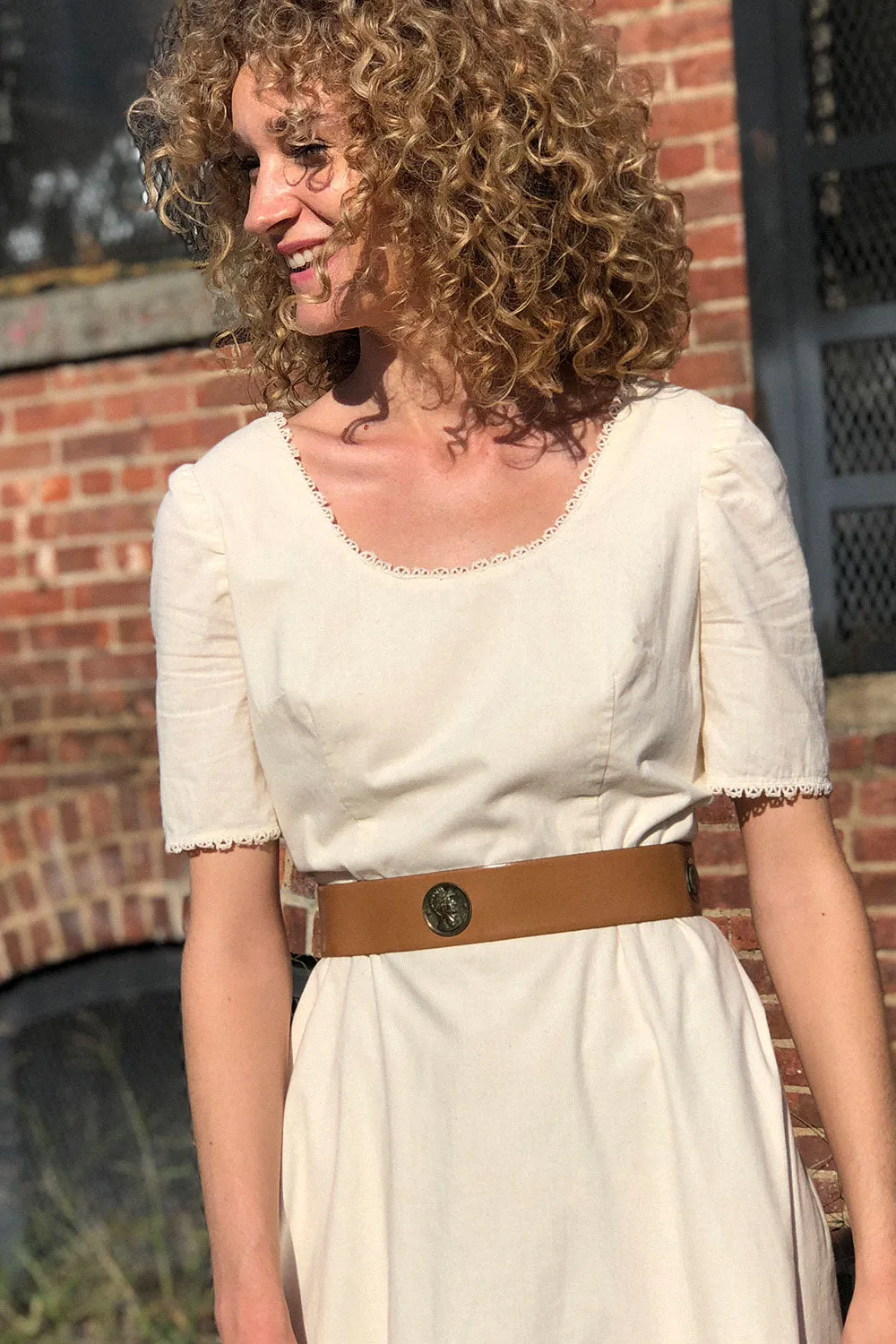 70s Ivory Cotton Tier Dress M