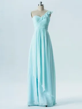 A-line Asymmetric Sweetheart Floor-Length Chiffon Bridesmaid Dresses 2864