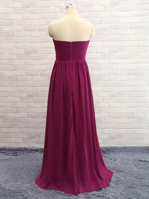 A-line Sweetheart Floor-Length Chiffon Simple Bridesmaid Dresses ABC00021