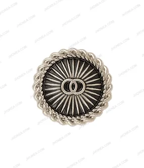 Accented Border Antique Silver Metal Shank Buttons for Men/Women