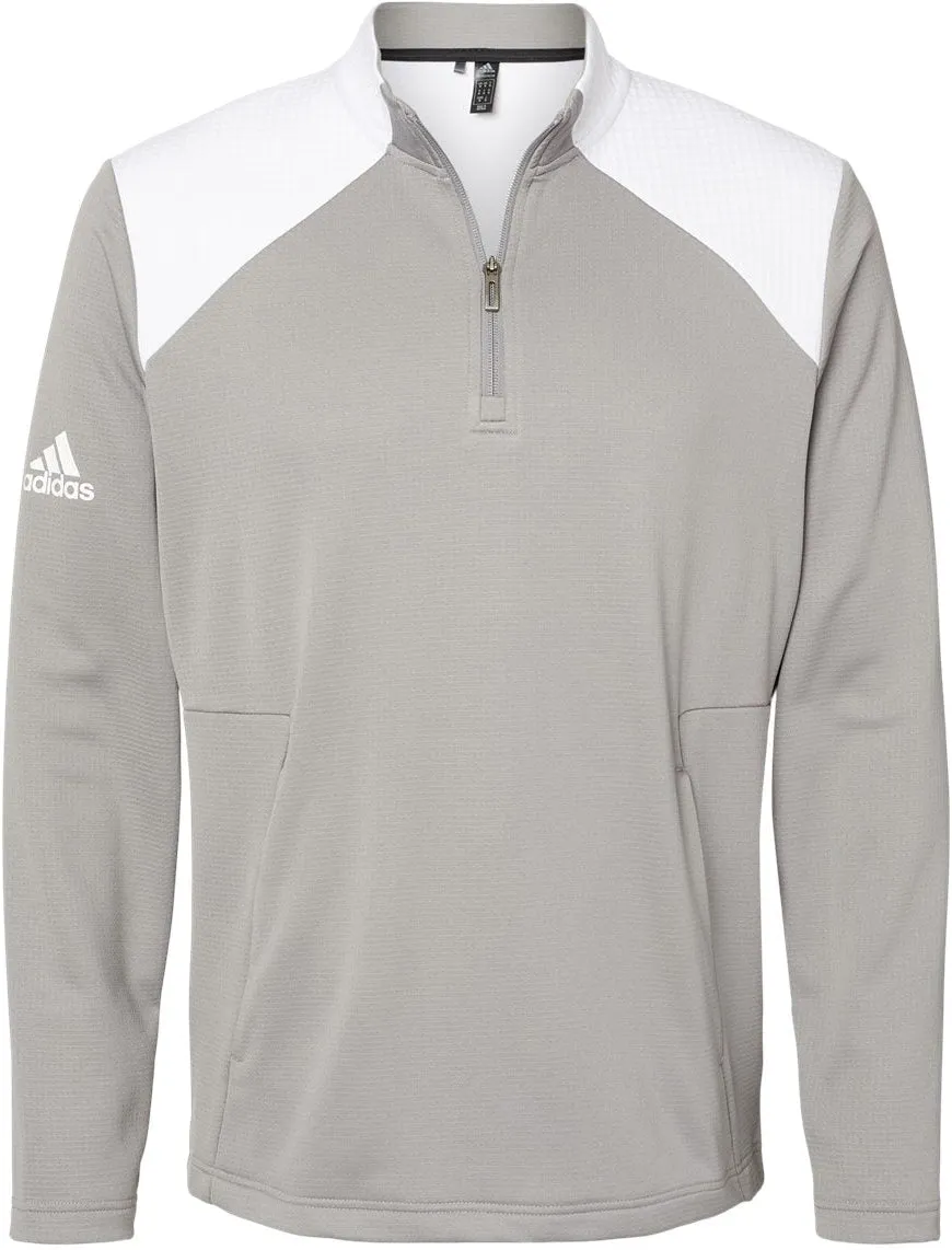 Adidas Textured Mixed Media Quarter-Zip Pullover