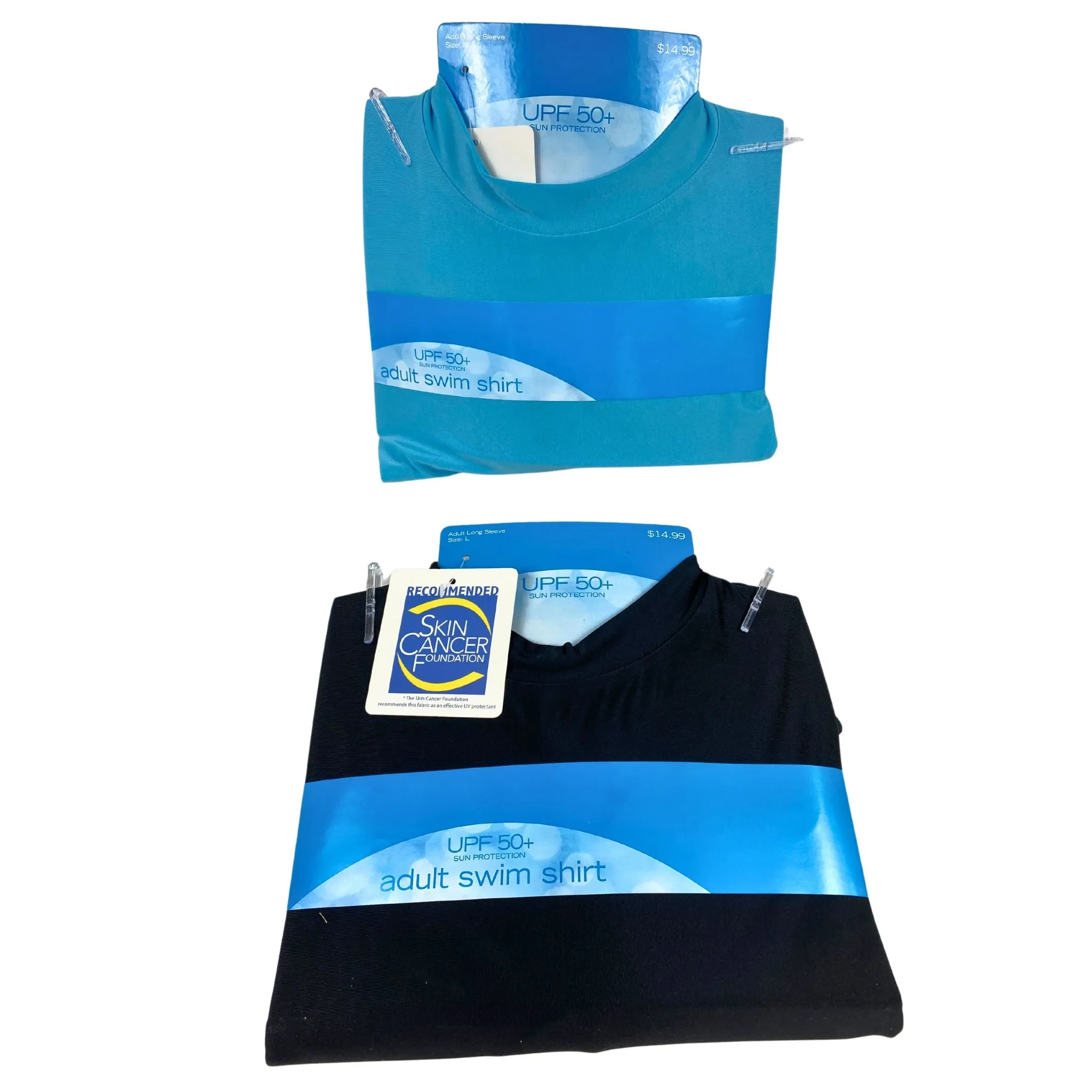 Adult Long Sleeve Swim Shirt Black & Blue Assorted Sizes UPF 50  Sun Protection (60 Pcs Lot)