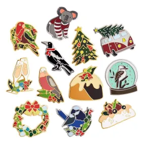 An Australian Christmas Complete Enamel Pin Pack - 12 Piece