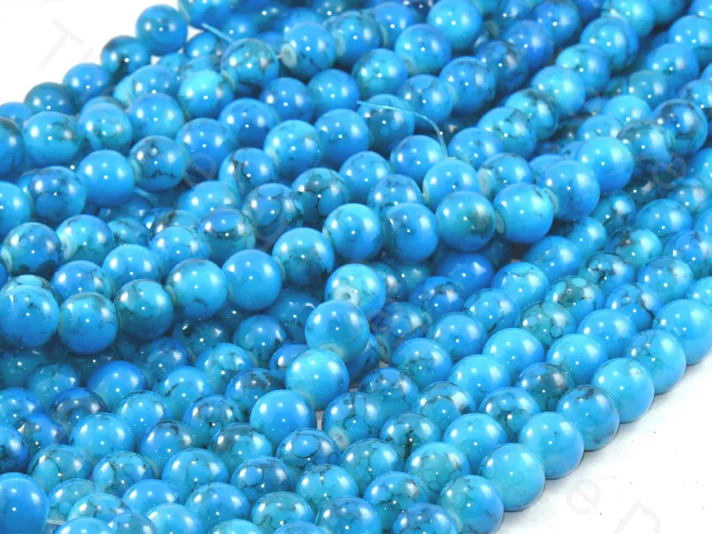 Aqua Blue Black Designer Spherical Glass Pearl