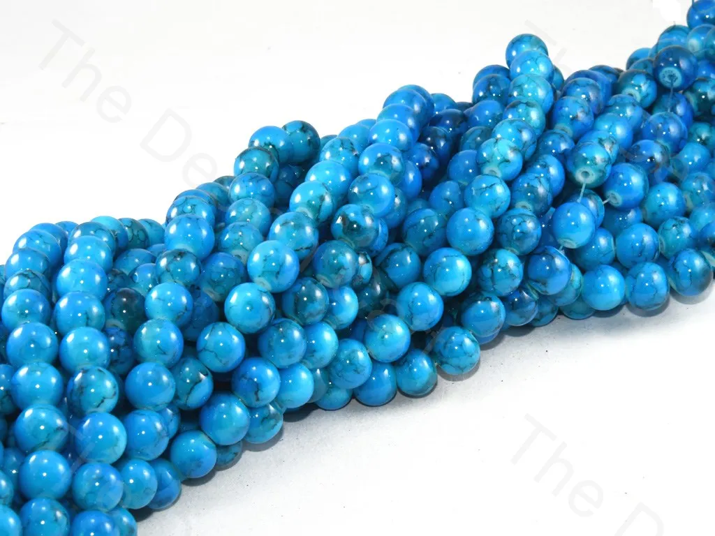 Aqua Blue Black Designer Spherical Glass Pearl