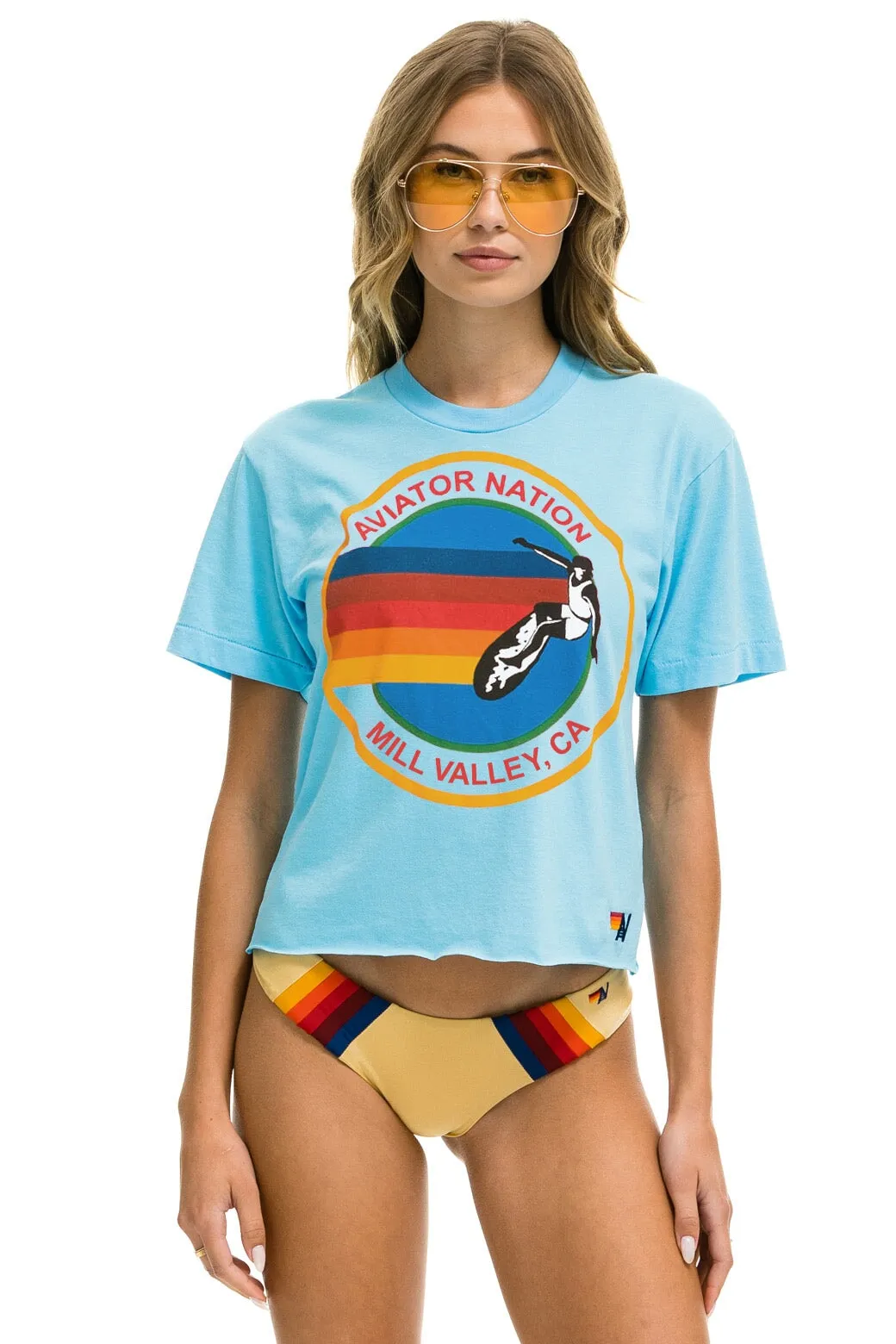 AVIATOR NATION MILL VALLEY BOYFRIEND TEE - SKY