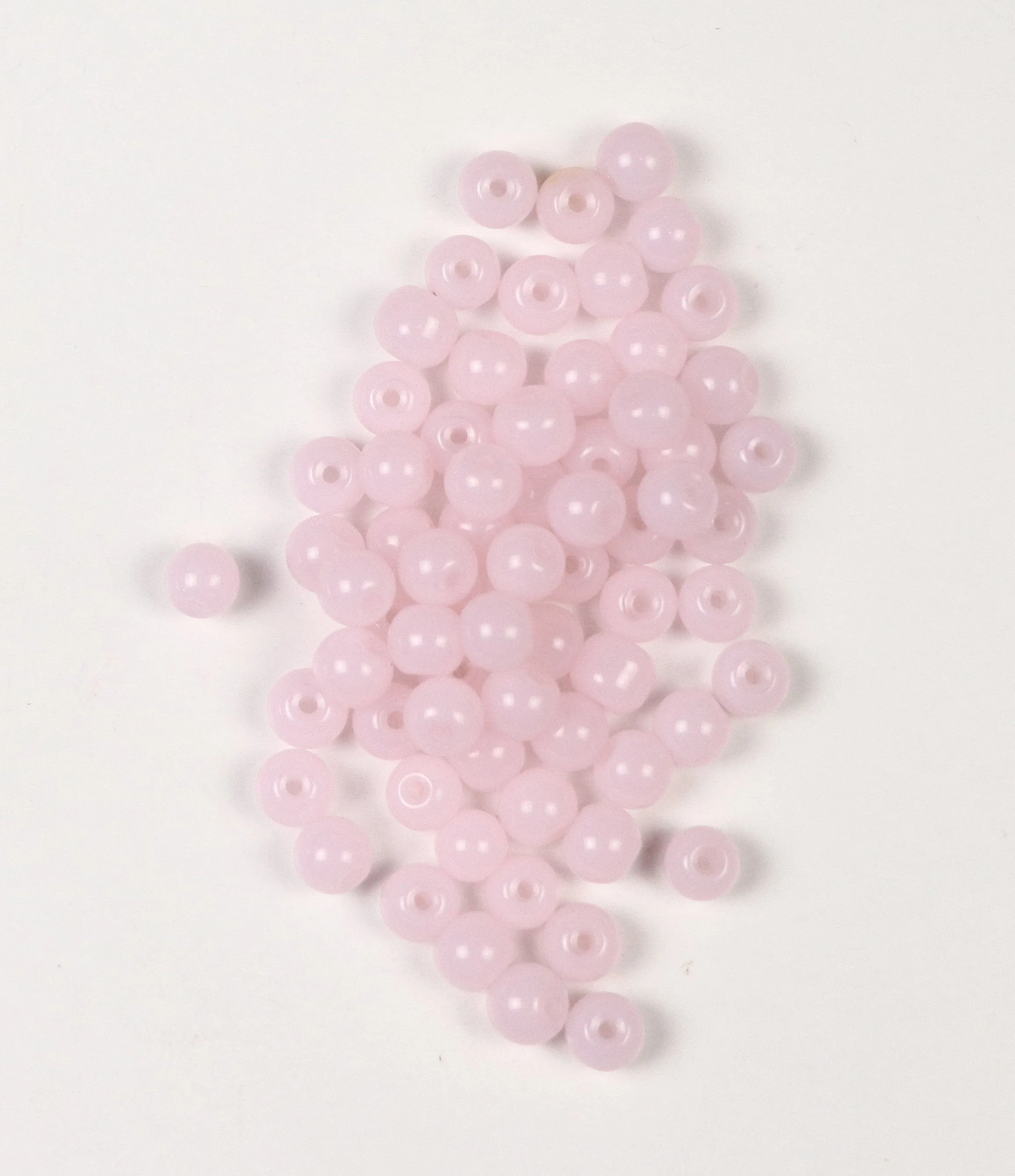 Baby Pink Fancy Round Glass Beads- 6 mm