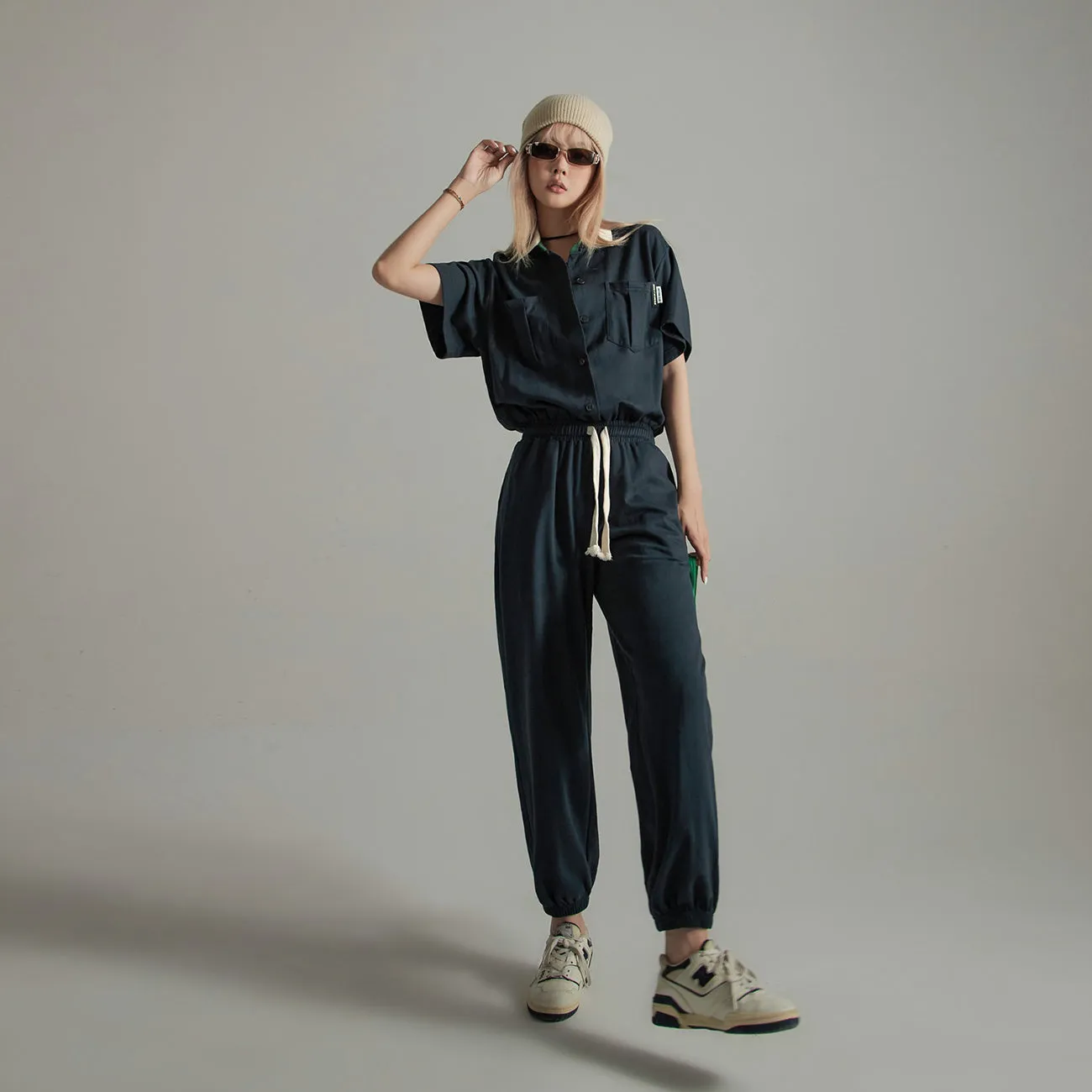 Blue Collar Short-Sleeved Jogger Jumpsuit