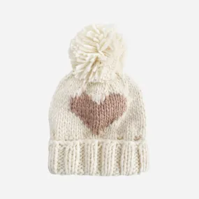 Blush Pink Hand-knit Heart Beanie