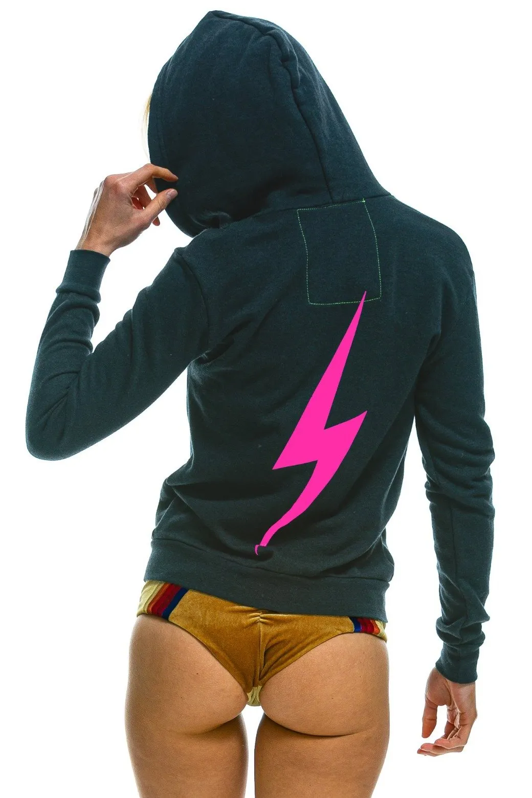 Charcoal and Neon Pink Bolt Hoodie