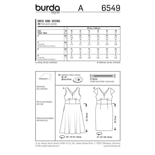 Stylish Womens Evening Dress - Burda 6549: Elegant, Modern Design for Special Occasions