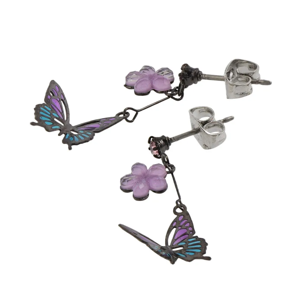 Butterfly Flower Drop Earrings