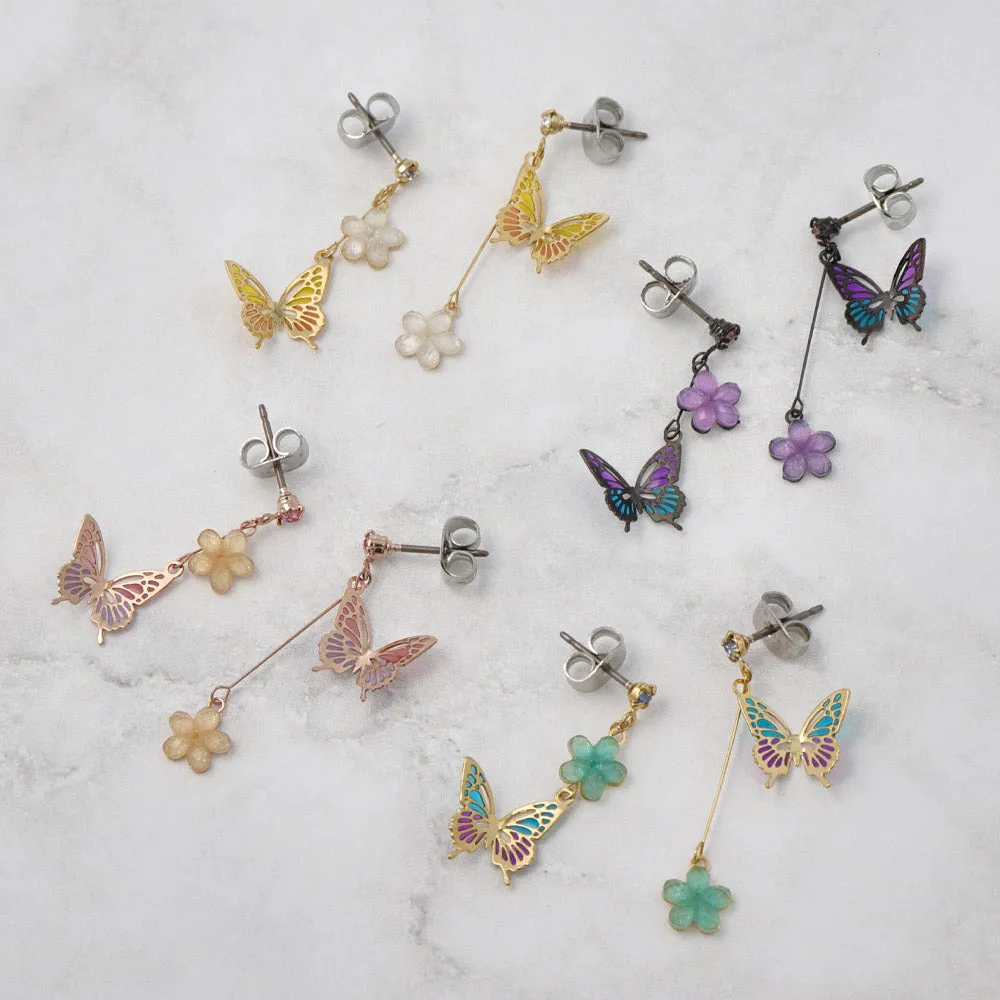 Butterfly Flower Drop Earrings