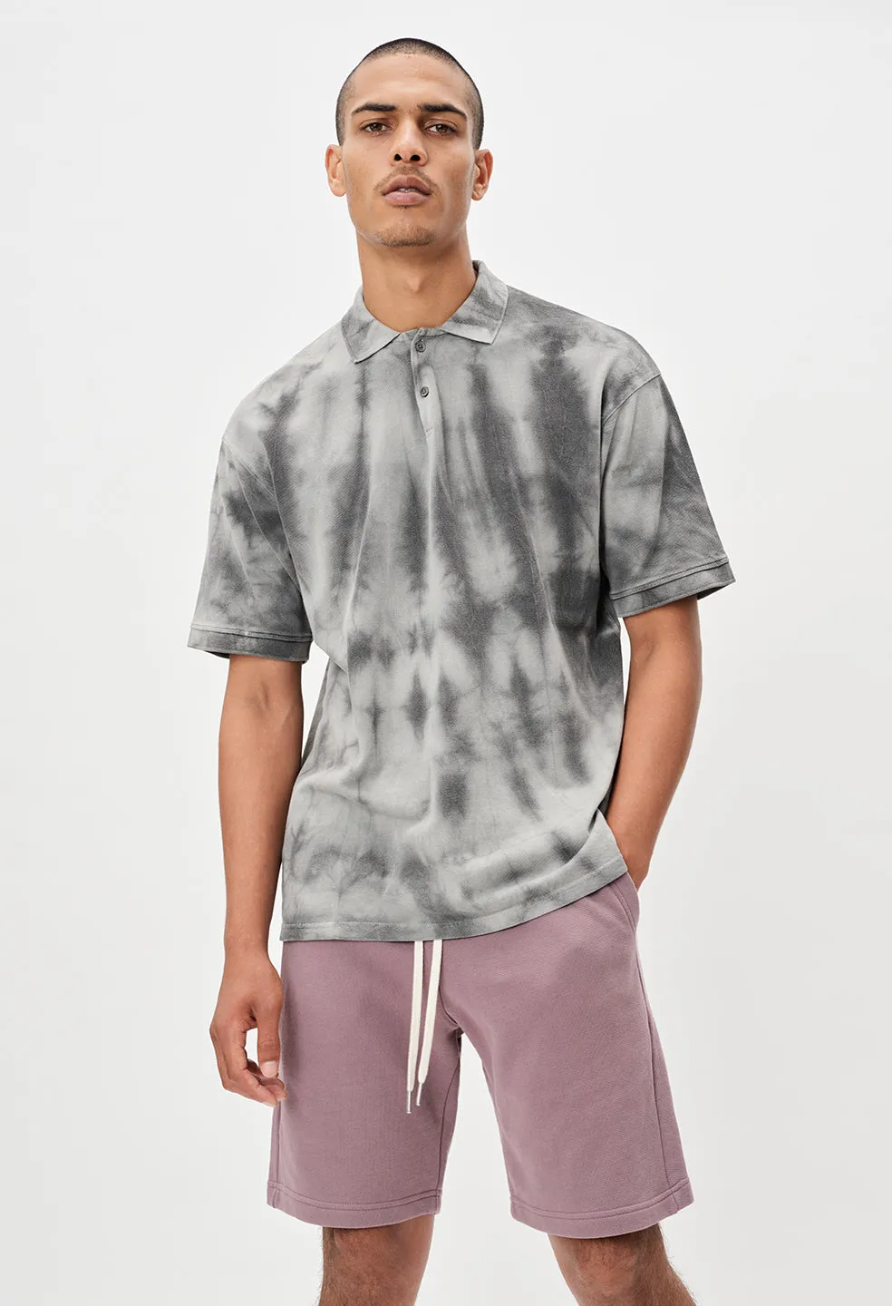 Charcoal Tie-Dye Oversized Polo / Lunar