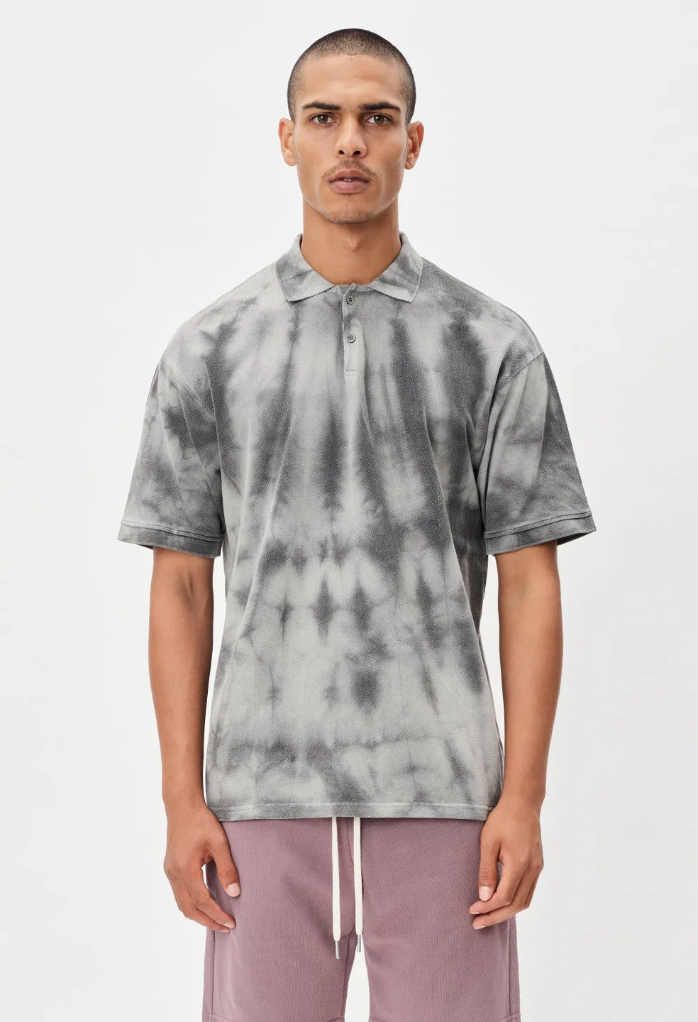 Charcoal Tie-Dye Oversized Polo / Lunar