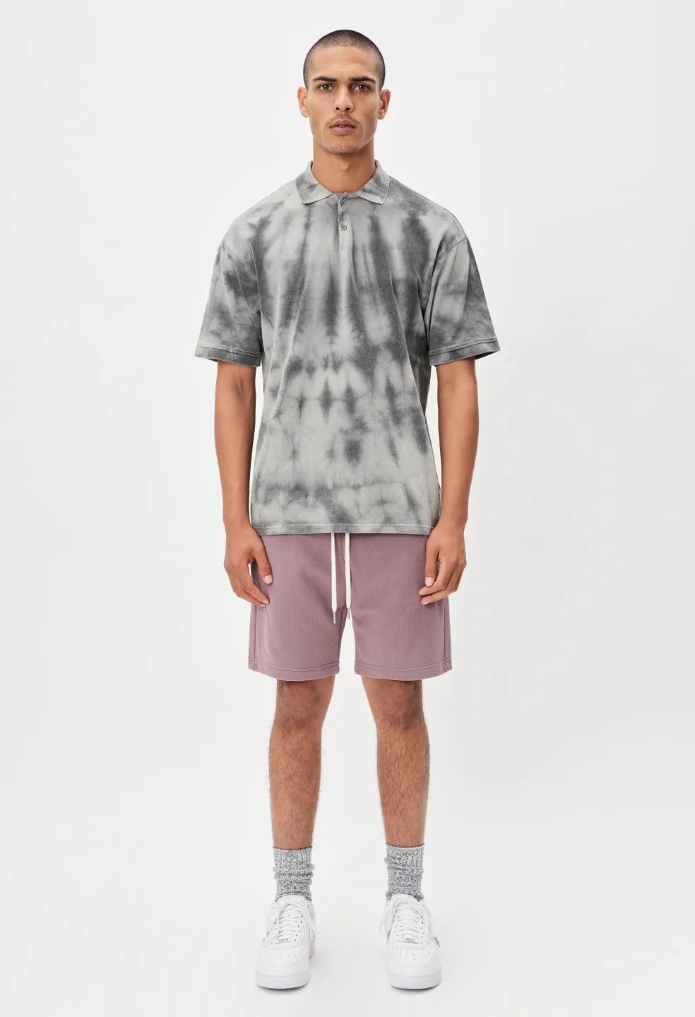 Charcoal Tie-Dye Oversized Polo / Lunar