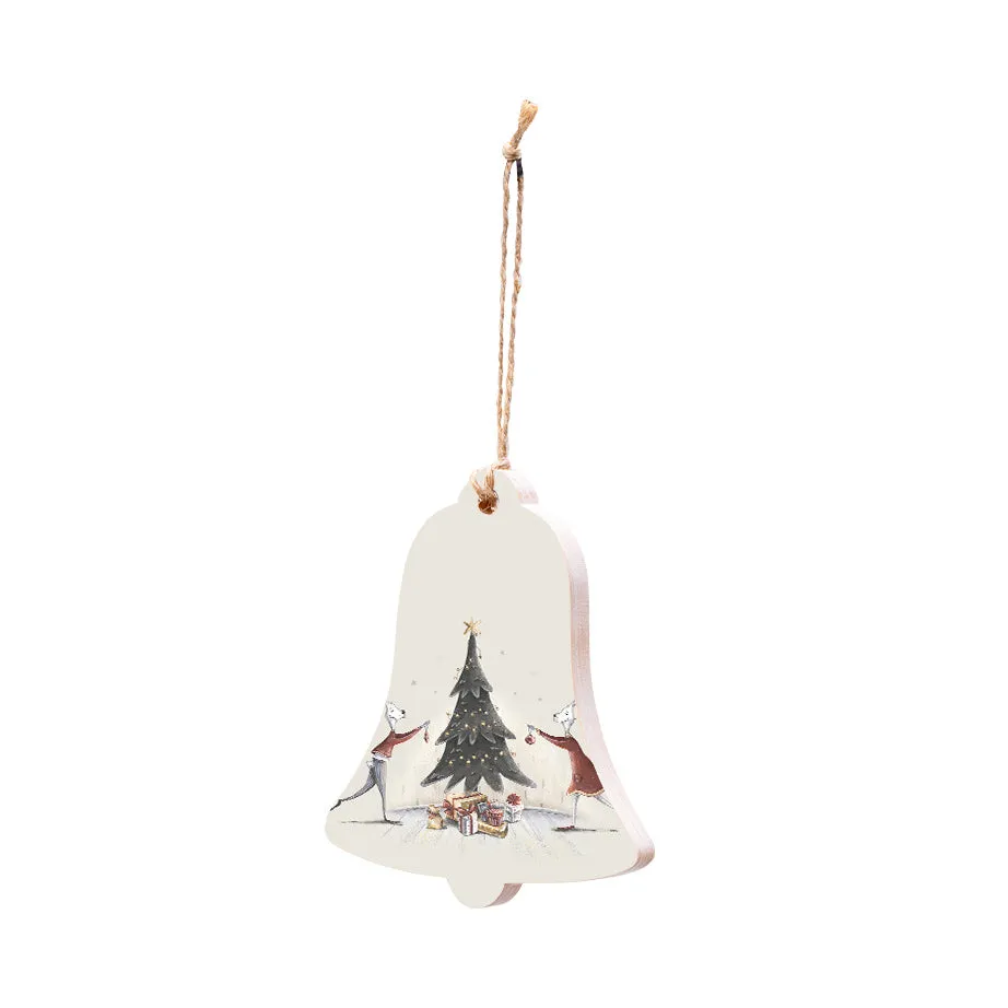 Christmas Decorations GIFT OF LOVE- Wooden Xmas Bell And Fridge Magnet