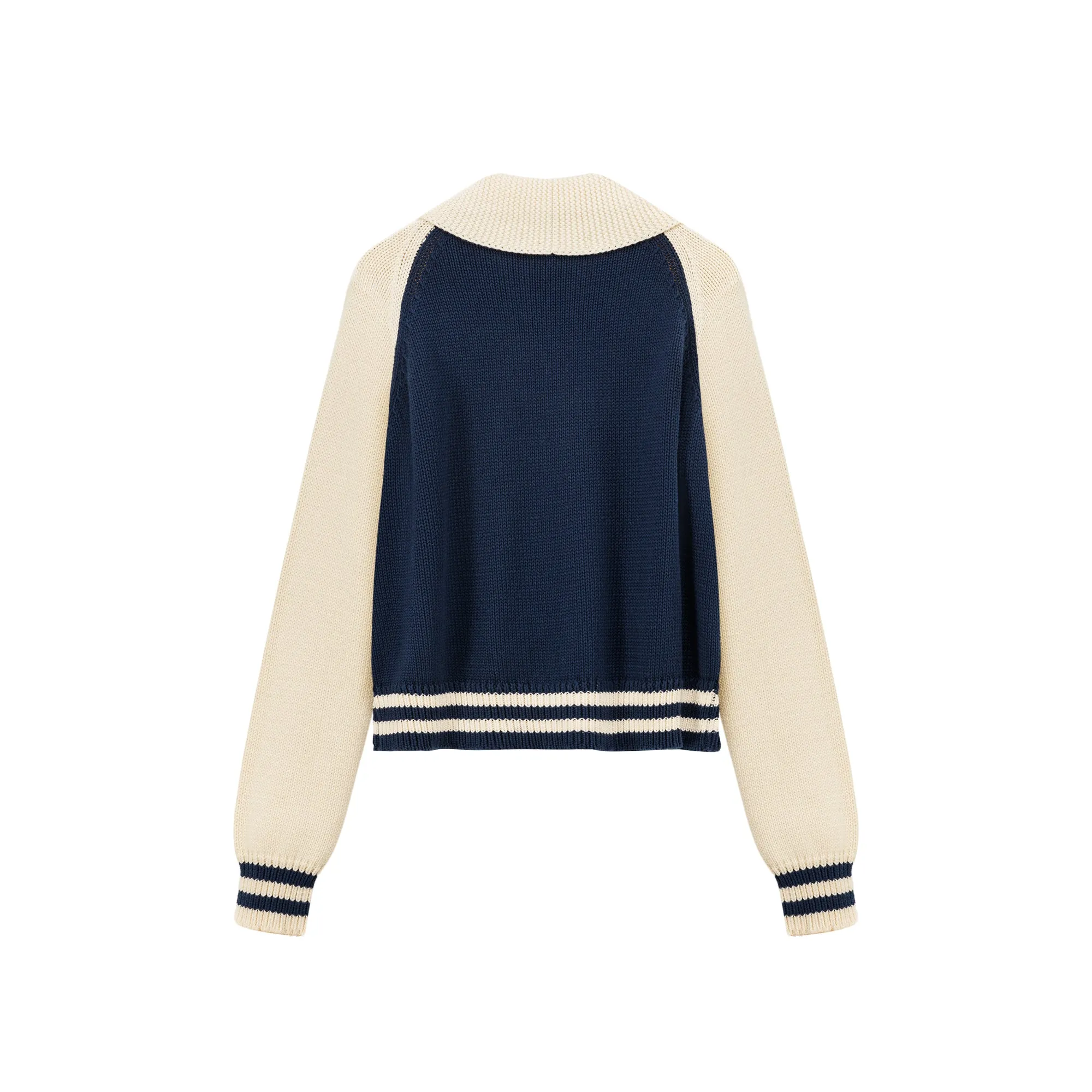 Color Combination Knit Zip-Up