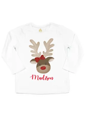 Cute Reindeer Kids Shirt - Personalized