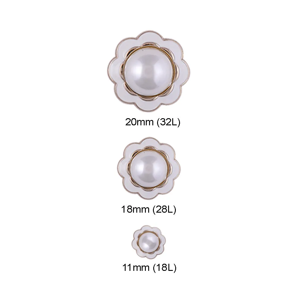 Decorative Flower Shape Pearl Metal Buttons for Shirt/Coats