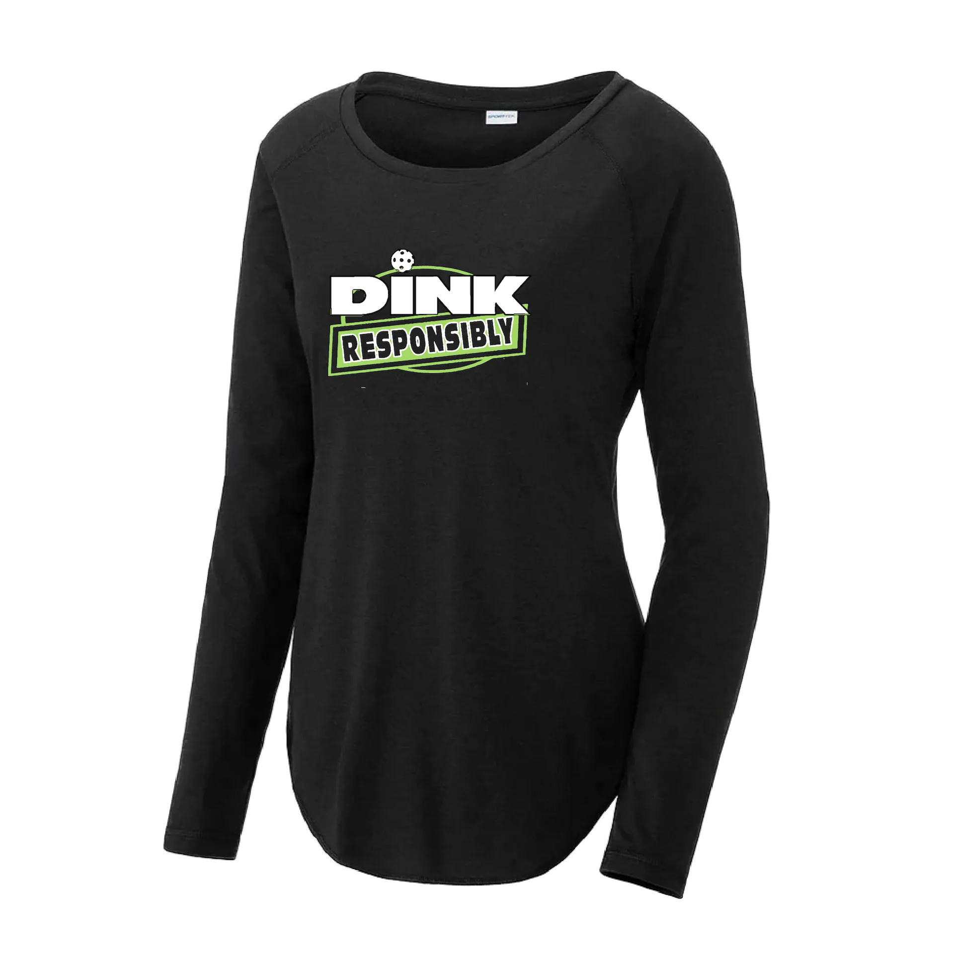 Dink Responsibly | Women's Long Sleeve Scoop Neck Pickleball Shirts | 75/13/12 poly/cotton/rayon