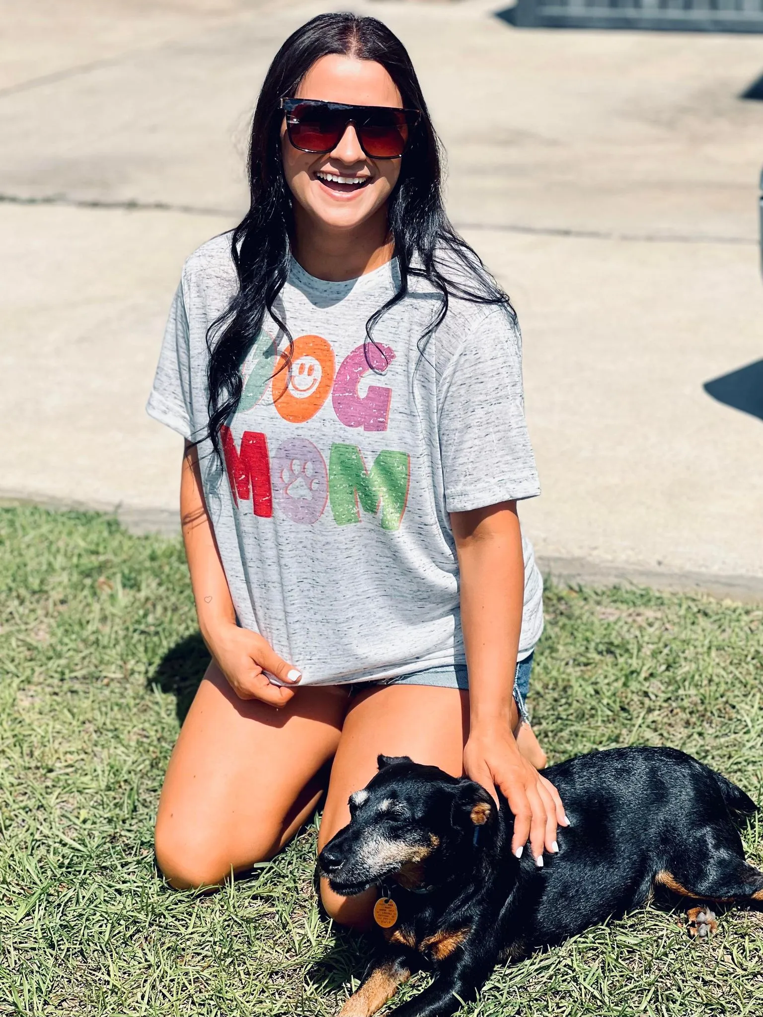 Dog Mom Multi Colored Marble Tee