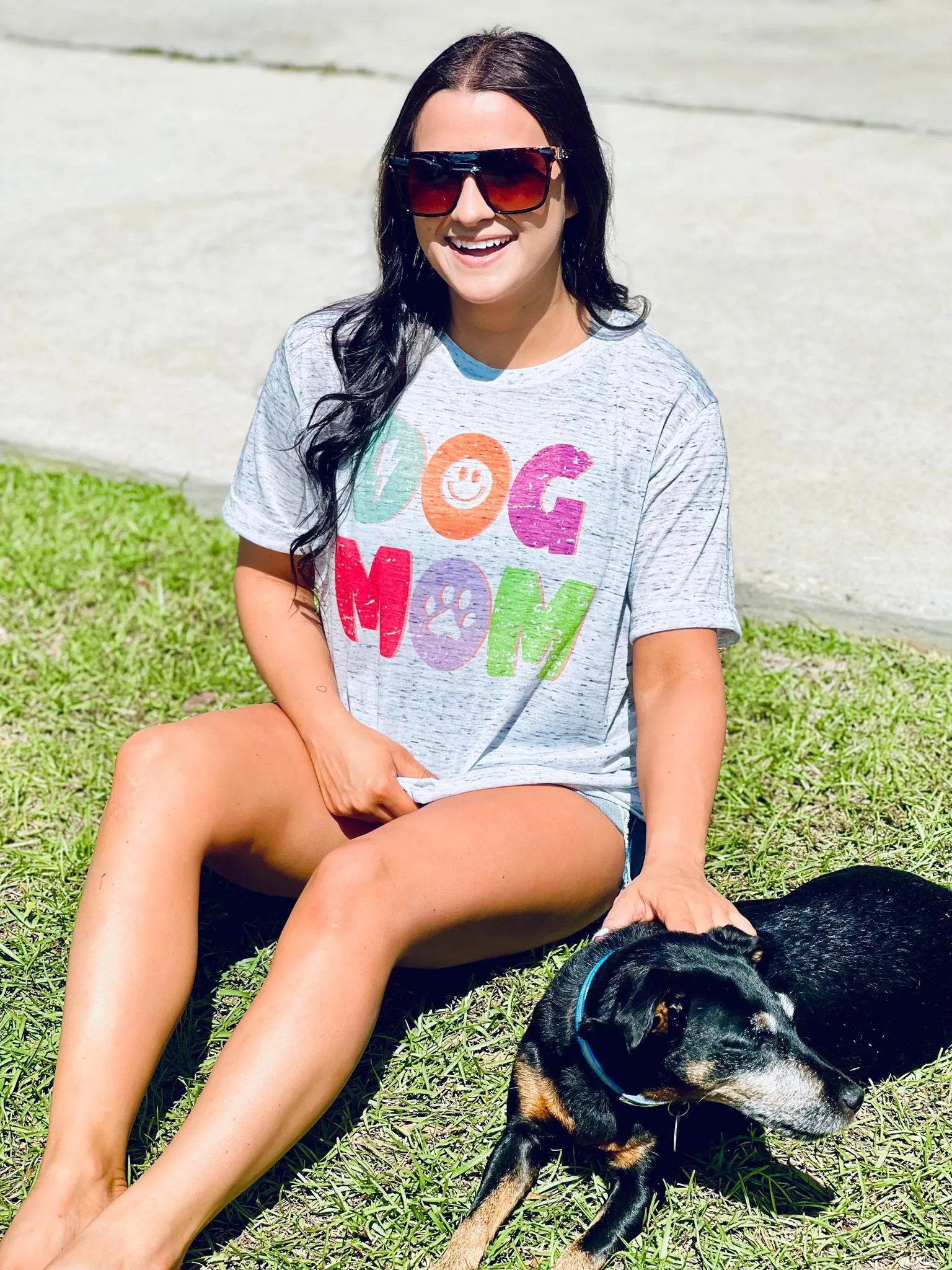 Dog Mom Multi Colored Marble Tee