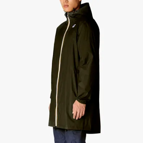 Eiffel Packable Unisex Long Rain Jacket (Green Blackish)