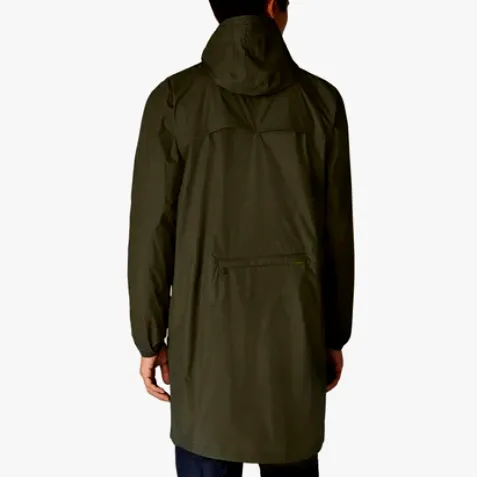 Eiffel Packable Unisex Long Rain Jacket (Green Blackish)