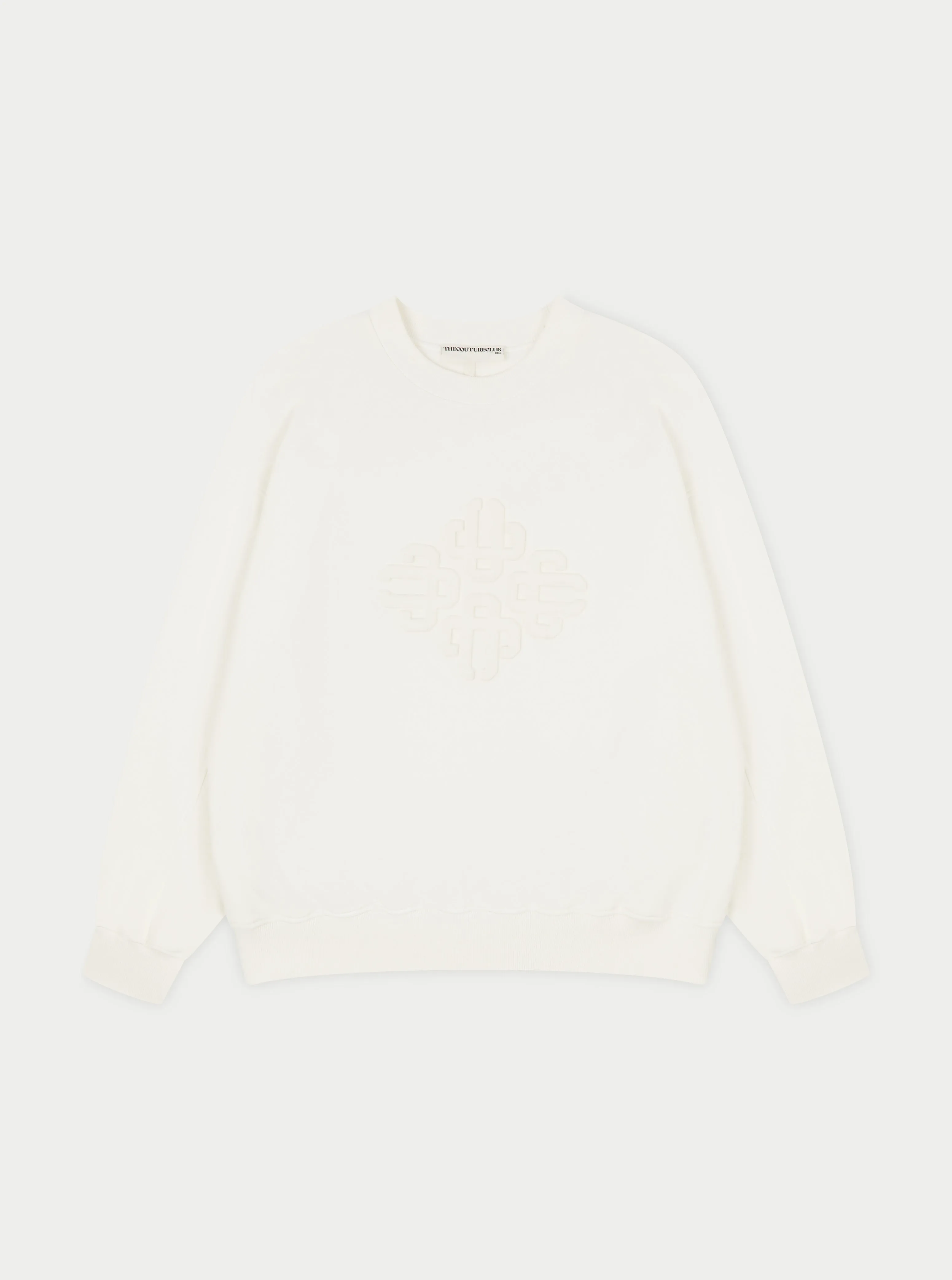 EMBLEM EMBOSSED OVERSIZED SWEATSHIRT - OFF WHITE