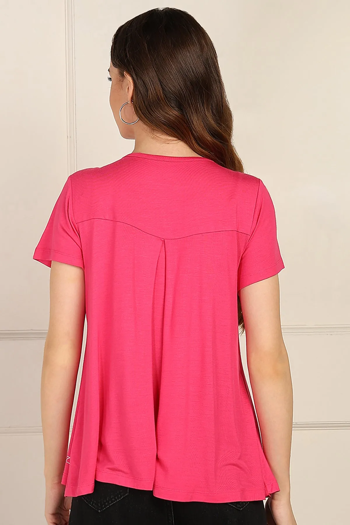 Fuchsia Front & Back Pleated Zipless Nursing Top