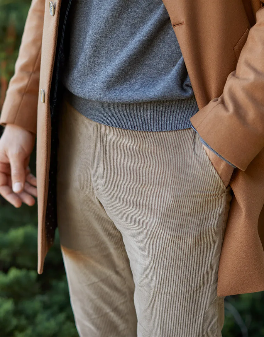 Gambino Beige Stretch Corduroy Trouser