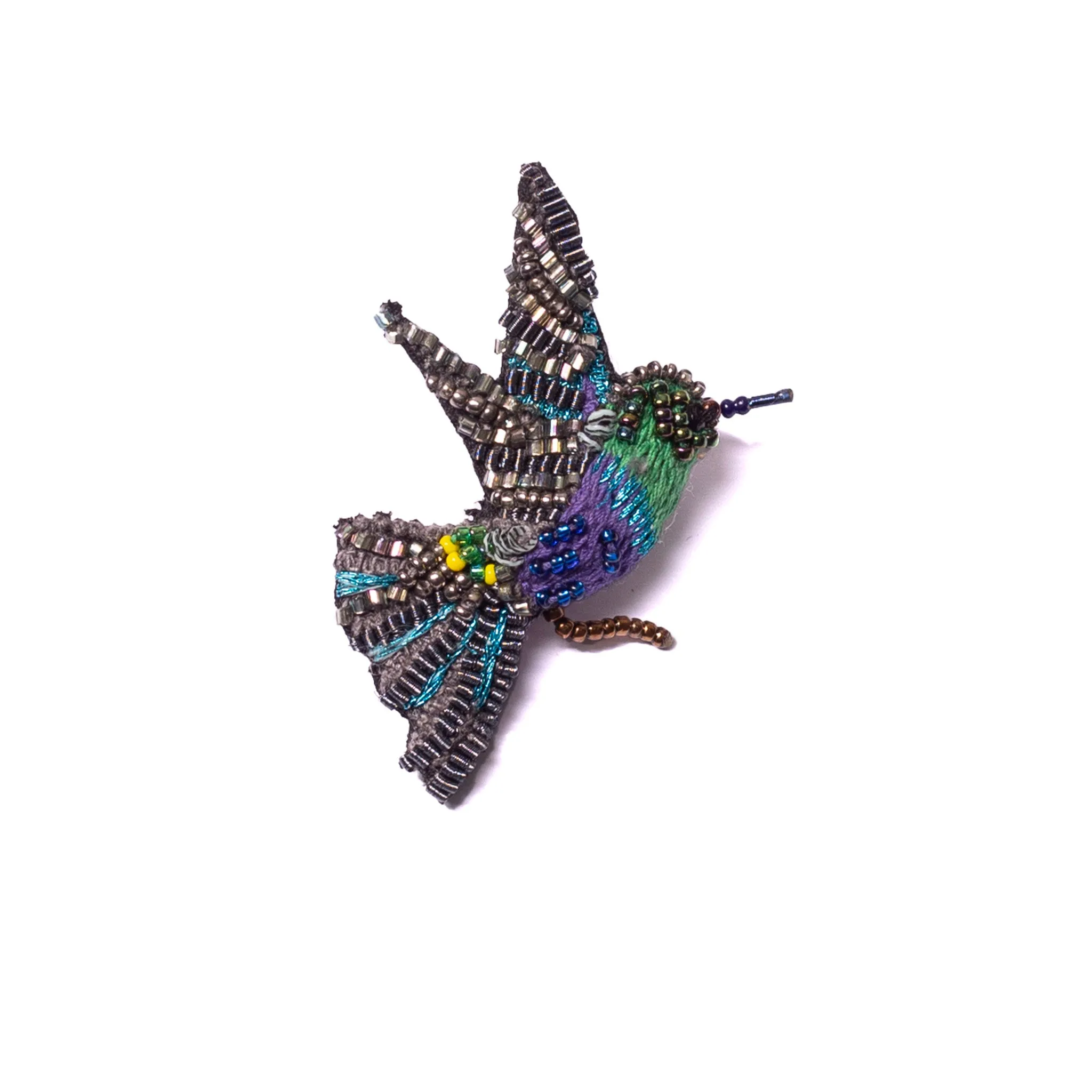 green crowned woodnymph brooch