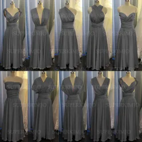 grey bridesmaid dresses convertible long cheap satin custom infinite gray wedding party dresses