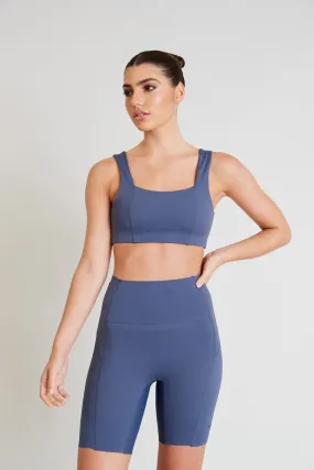 Hustle Square Neck Sports Bra (Shadow Blue)