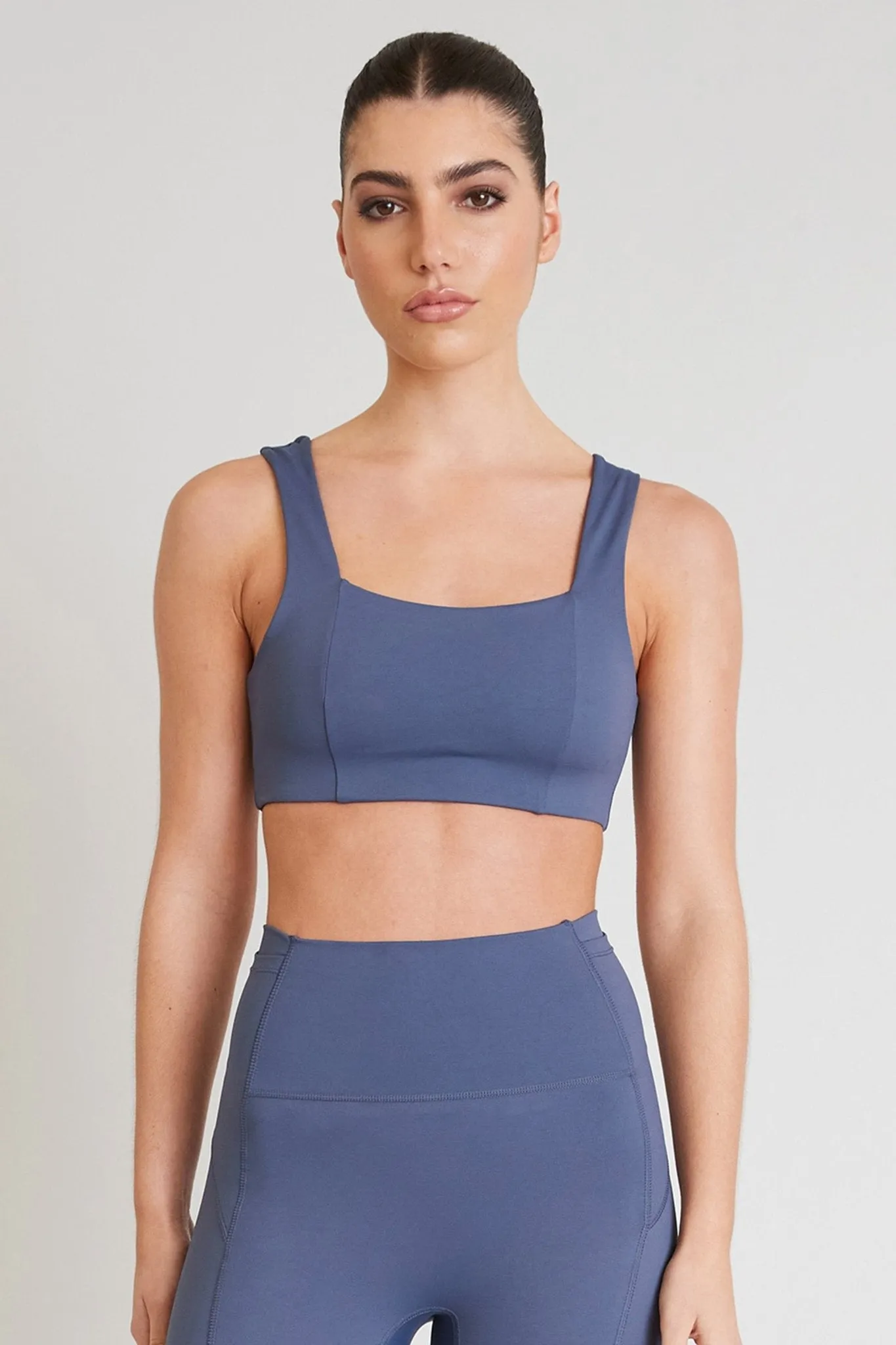 Hustle Square Neck Sports Bra (Shadow Blue)