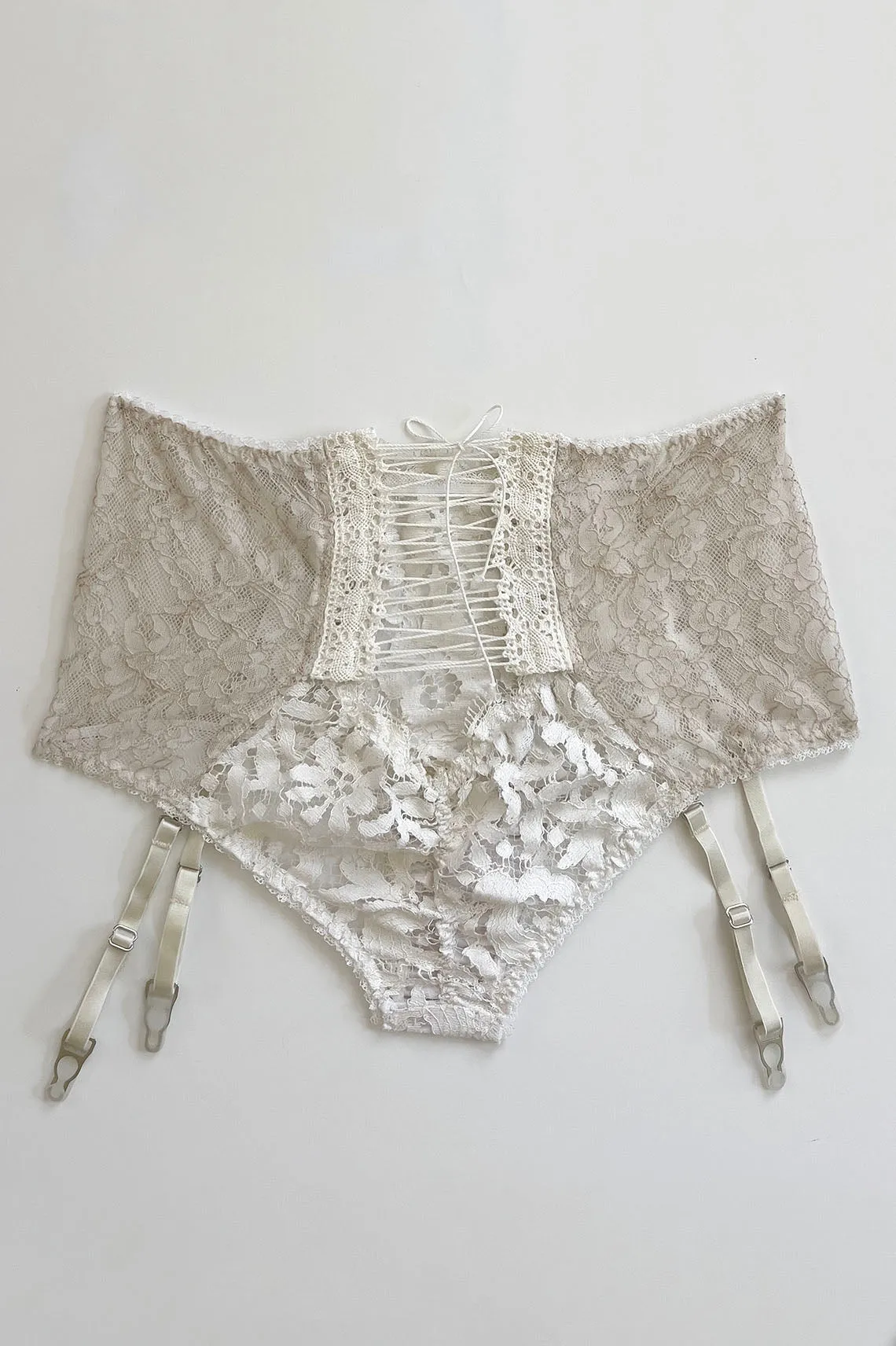 In Heroes We Trust x Clare Bare Cardamine Lace Up Garter Panty