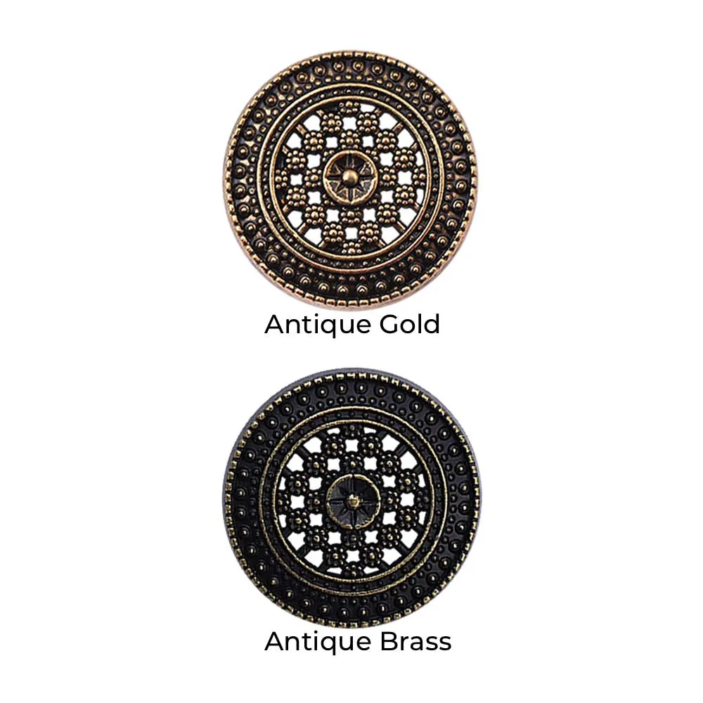 Intricate Cutwork Design Antique Buttons for Occasion Wear