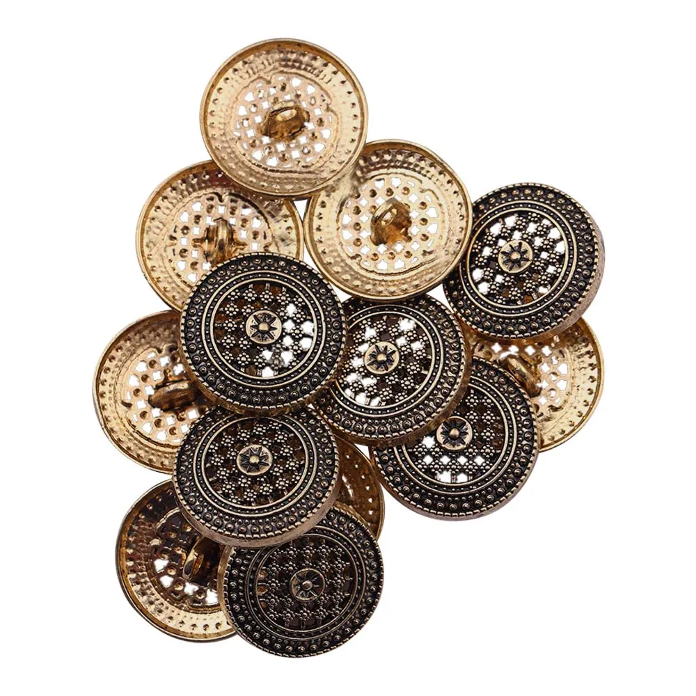 Intricate Cutwork Design Antique Buttons for Occasion Wear