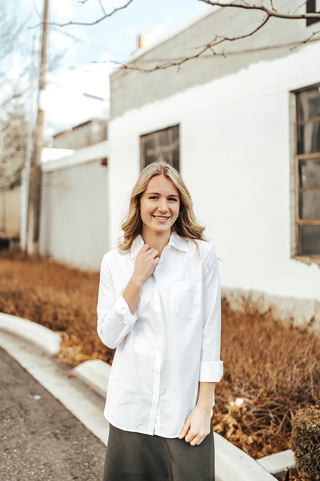 Ladies' Long Sleeve Dress Shirt White