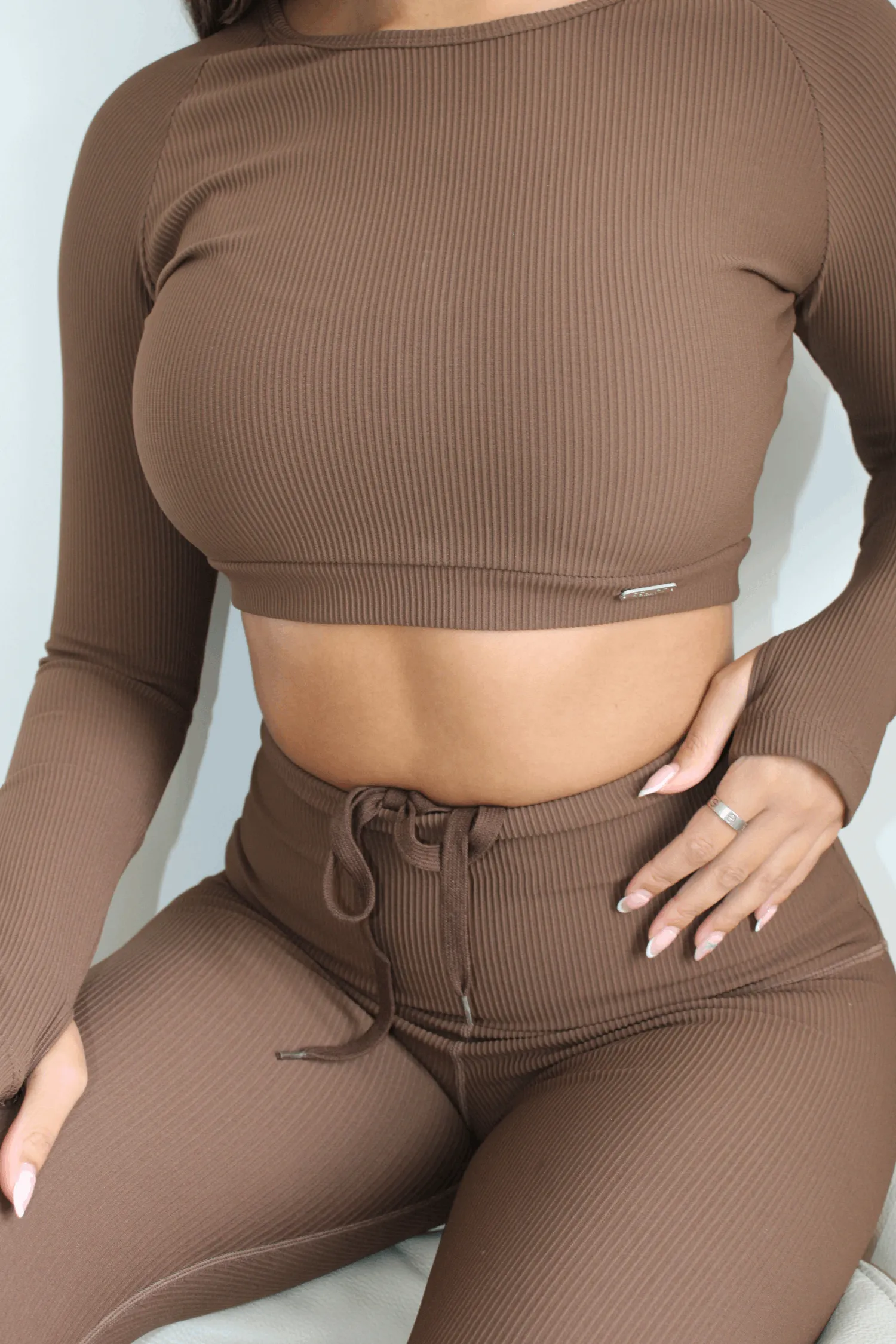 Lifestyle Ribbed Leggings Chestnut