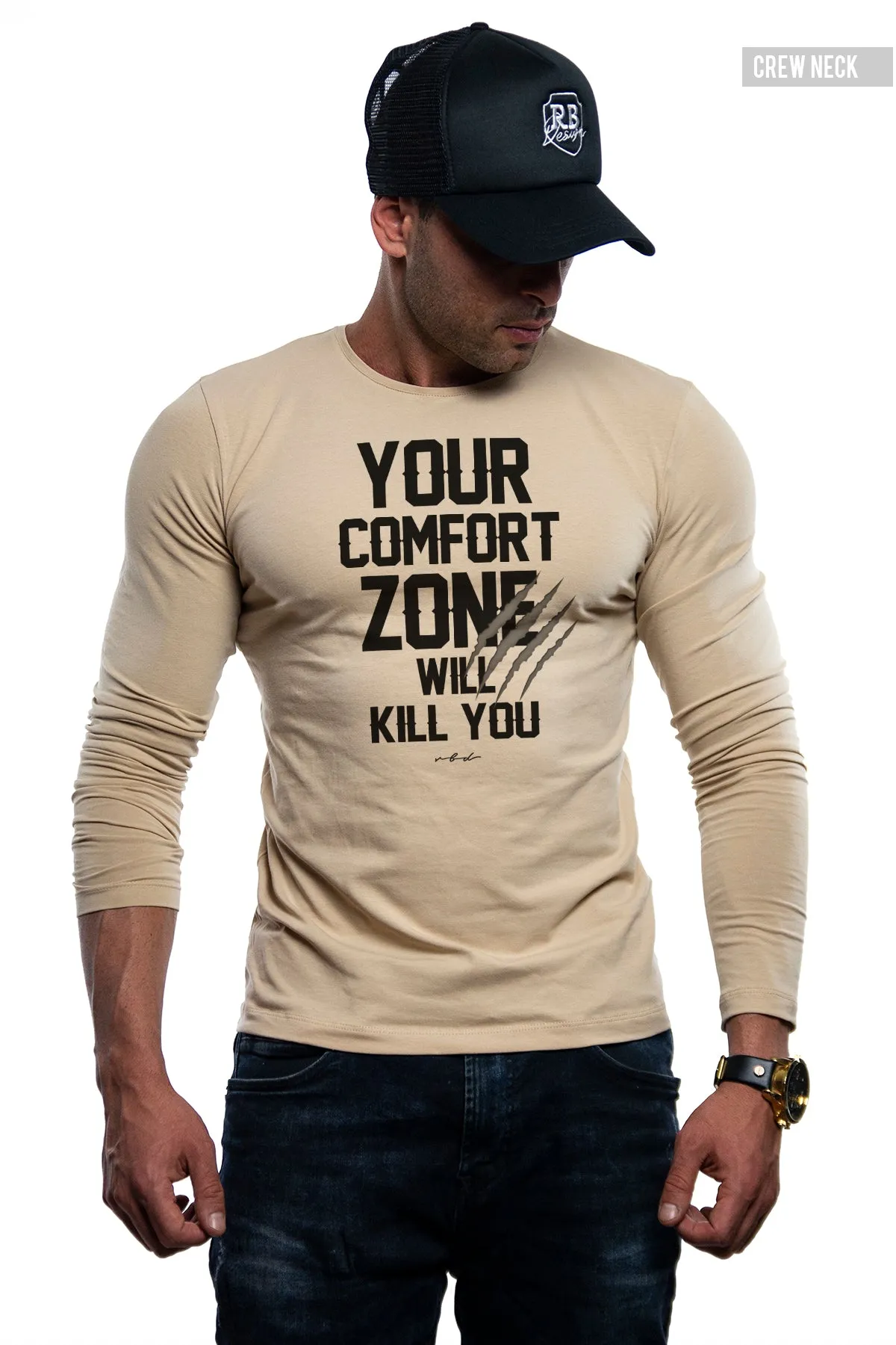 Mens Long Sleeve T-shirt "Comfort Zone Will Kill You" MD979